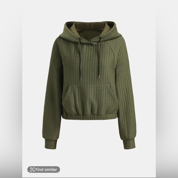 😎 Army Green Quilted Hoodie - Picture 3 of 14